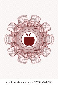 Red rosette (money style emblem) with apple icon inside