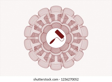 Red rosette (money style emblem) with roller brush icon inside