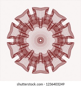 Red rosette or money style emblem