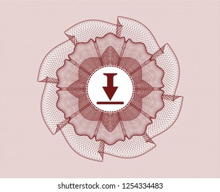 Red rosette (money style emblem) with download icon inside