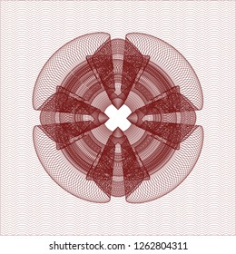 Red rosette or money style emblem