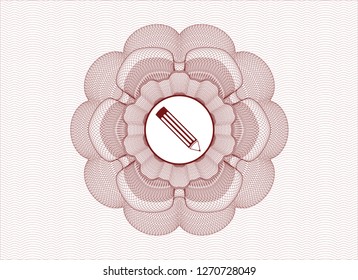 Red rosette (money style emblem) with pencil icon inside