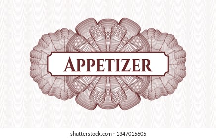 Red rosette or money style emblem with text Appetizer inside Red rosette or money style emblem with text Appetizer inside