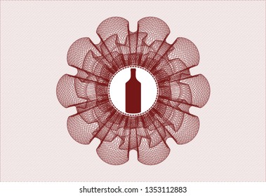 Red rosette (money style emblem) with bottle icon inside