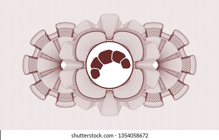 Red rosette (money style emblem) with croissant icon inside