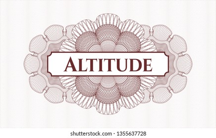 Red rosette or money style emblem with text Altitude inside