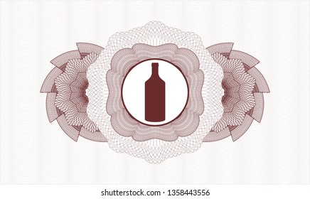 Red rosette (money style emblem) with bottle icon inside