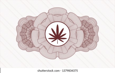 Red rosette (money style emblem) with weed leaf icon inside