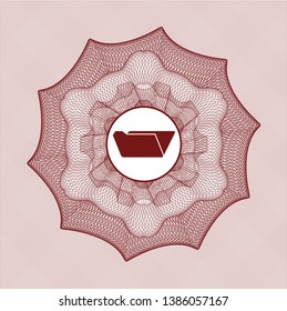 Red rosette (money style emblem) with folder icon inside