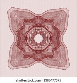 Red rosette or money style emblem. Vector Illustration. Detailed.