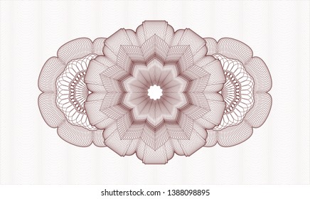 Red rosette or money style emblem. Vector Illustration. Detailed.