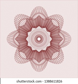 Red rosette or money style emblem. Vector Illustration. Detailed.