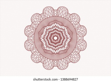 Red rosette or money style emblem. Vector Illustration. Detailed.