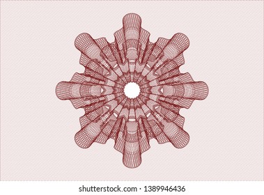 Red rosette (money style emblem). Vector Illustration. Detailed.