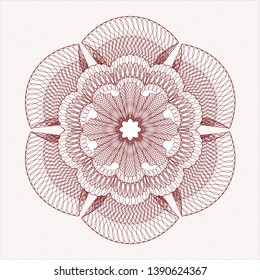 Red rosette or money style emblem. Vector Illustration. Detailed.