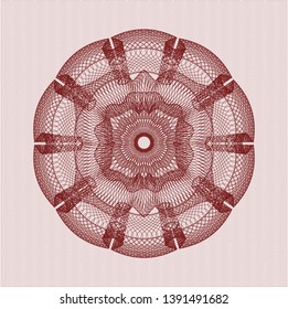 Red rosette (money style emblem). Vector Illustration. Detailed.