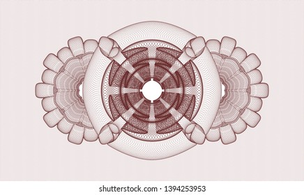 Red rosette or money style emblem. Vector Illustration. Detailed.