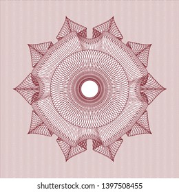 Red rosette or money style emblem. Vector Illustration. Detailed.
