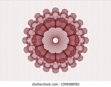Red rosette (money style emblem). Vector Illustration. Detailed.