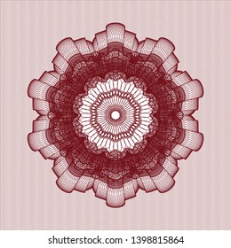 Red rosette (money style emblem). Vector Illustration. Detailed.