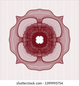 Red rosette (money style emblem). Vector Illustration. Detailed.