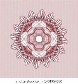 Red rosette or money style emblem. Vector Illustration. Detailed.