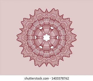 Red rosette or money style emblem. Vector Illustration. Detailed.