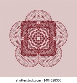 Red rosette (money style emblem). Vector Illustration. Detailed.