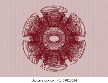 Red rosette or money style emblem. Vector Illustration. Detailed.