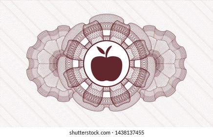 Red rosette (money style emblem) with apple icon inside