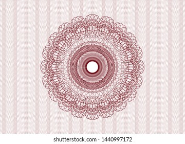 Red rosette (money style emblem). Vector Illustration. Detailed.