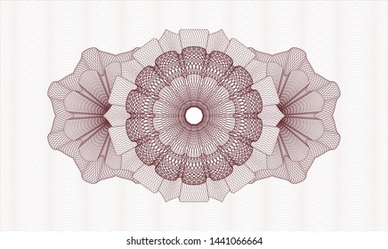 Red rosette or money style emblem. Vector Illustration. Detailed.