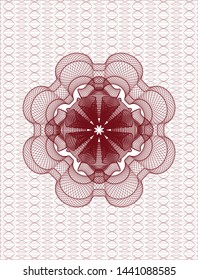 Red rosette or money style emblem. Vector Illustration. Detailed.