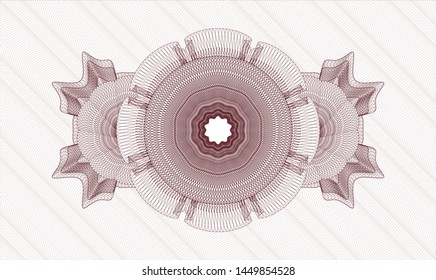 Red rosette or money style emblem. Vector Illustration. Detailed.