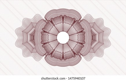 Red rosette or money style emblem. Vector Illustration. Detailed.