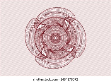 Red rosette or money style emblem. Vector Illustration. Detailed.