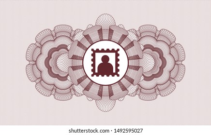 Red rosette (money style emblem) with picture icon inside