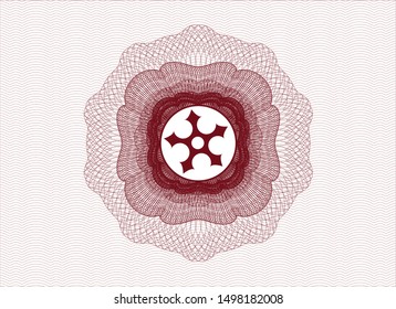 Red rosette (money style emblem) with ninja star icon inside