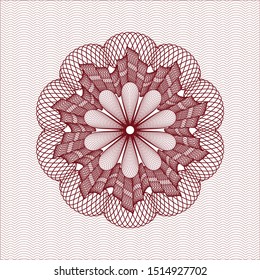 Red rosette or money style emblem. Vector Illustration. Detailed.