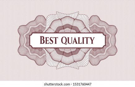 Red rosette (money style emblem) with text Best Quality inside