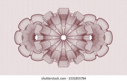 Red rosette (money style emblem). Vector Illustration. Detailed.