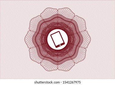 Red rosette or money style emblem with mobile phone icon inside