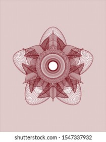 Red rosette (money style emblem). Vector Illustration. Detailed.