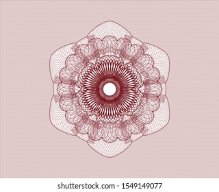 Red rosette or money style emblem. Vector Illustration. Detailed.