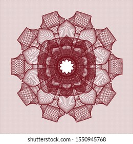 Red rosette or money style emblem. Vector Illustration. Detailed.