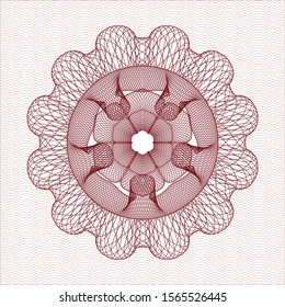 Red rosette (money style emblem). Vector Illustration. Detailed.