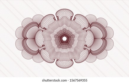 Red rosette or money style emblem. Vector Illustration. Detailed.