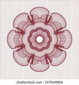 Red rosette or money style emblem. Vector Illustration. Detailed.