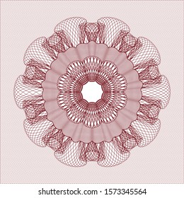 Red rosette (money style emblem). Vector Illustration. Detailed.