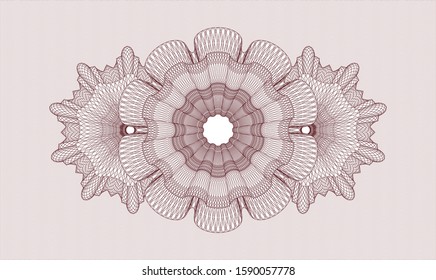 Red rosette (money style emblem). Vector Illustration. Detailed.